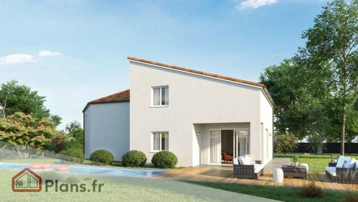 Sully_ plan 3d facade arriere Sully -Maison contemporaine à étage – Image 2