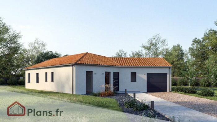 maison contemporaine à toit traditionnel et plan en V