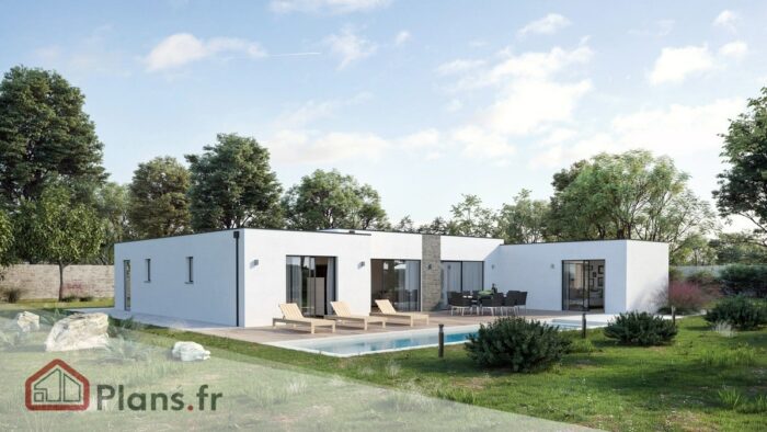 Nauzan vue arriรจre- Plan maison - plans.fr Nauzan โ Image 1