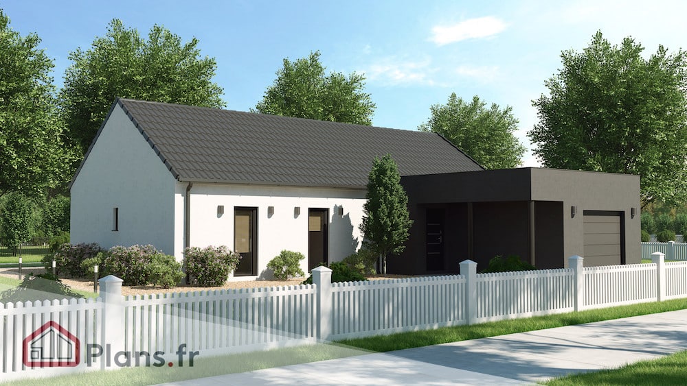 maison contemporaine avec toit traditionnel et toit plat