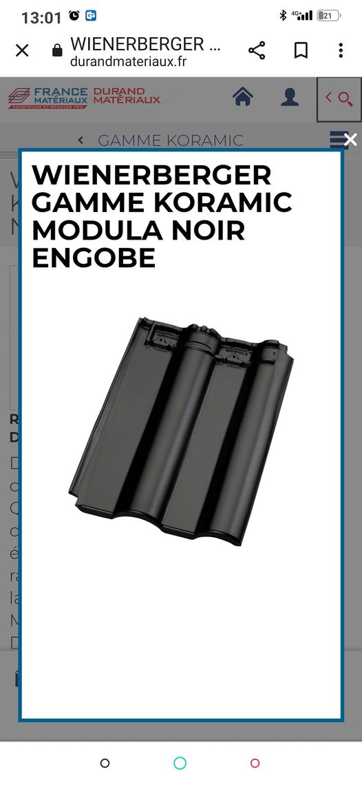 Nos tuiles modula sont en rupture de Stock notre constructeur prose que des tuil