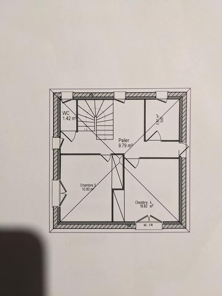 Bonjour la commu'  Nos premiers plan  Qu'en pensez vous? 98m2 Merci PS 1 le sud est côté cuisine /,pièces de vie  PS2 grenier au dessus du garage avec possibilité de faire une 3 ème chambre plus tard 