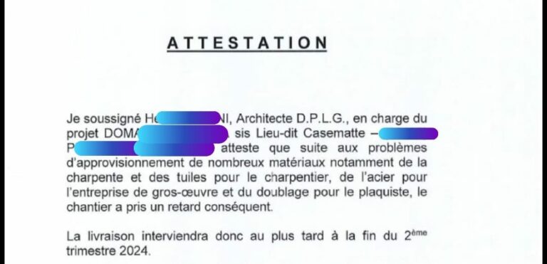 Bonjour. 

Nous avons acheté une maison mitoyenne dans une résidence construite par un promoteur. 
Maisons + appartements un petit peu plus loin.

A la base la livraison était pour début 2023, puis no