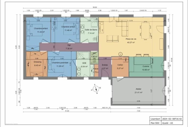 Bonjour à tous, Voici le plan proposé par le constructeur d’après mes demandes. 